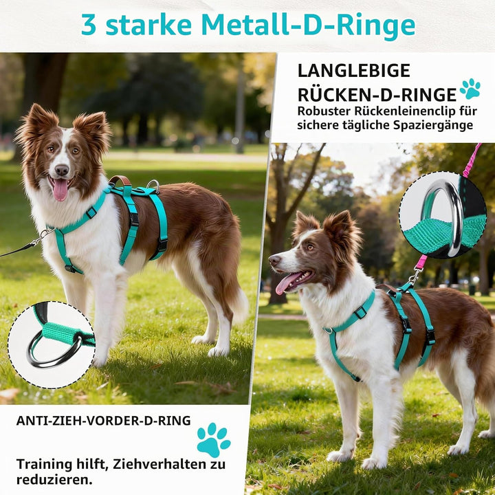 Hundegeschirr Ausbruchsicher, Anti Zug Sicherheitsgeschirr Hund, Verstellbare Brustgeschirr mit Gepo