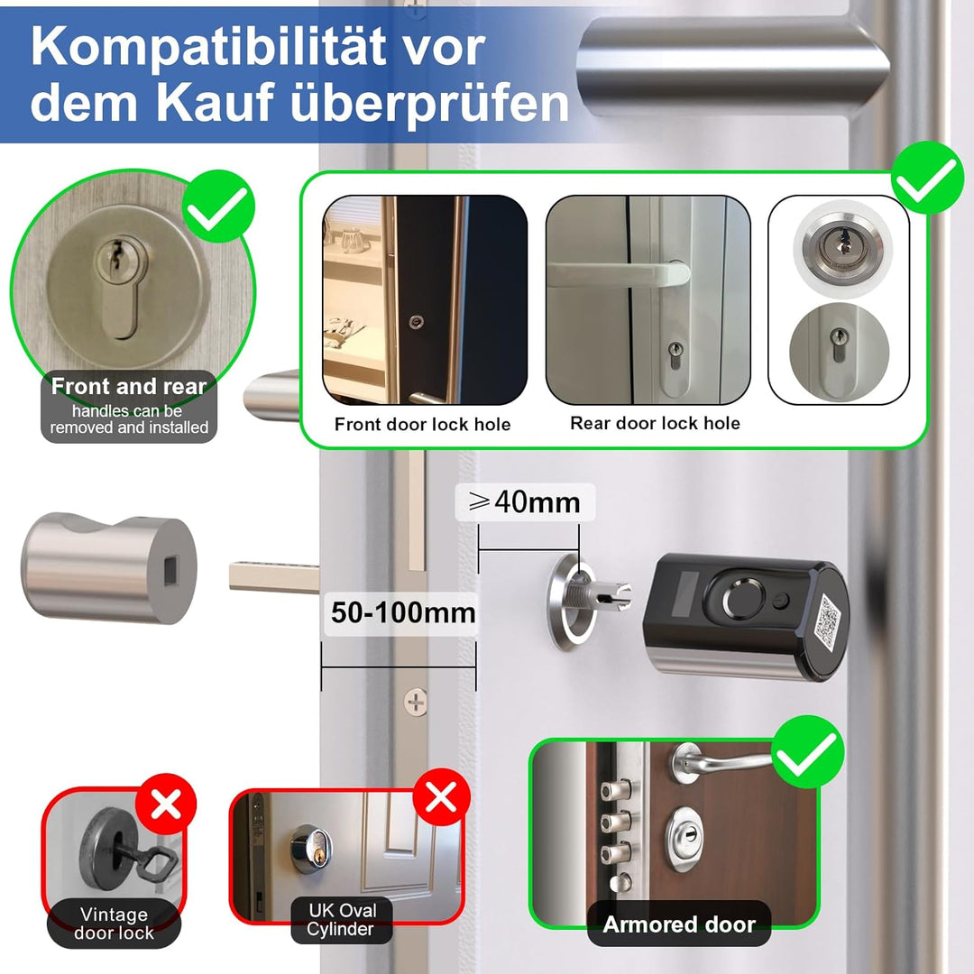 WELOCK Touch63 Türschloss Fingerabdruck,mit RFID Karte,APP,WiFi,Fingerabdruck Schloss haustür IP65,E