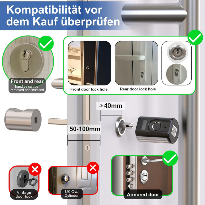 WELOCK Touch63 Türschloss Fingerabdruck,mit RFID Karte,APP,WiFi,Fingerabdruck Schloss haustür IP65,E