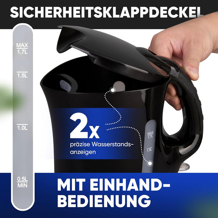 Bomann® Wasserkocher | Kettle | 1,7 L mit automatischer & manueller Abschaltung | herausnehmbarer Ka