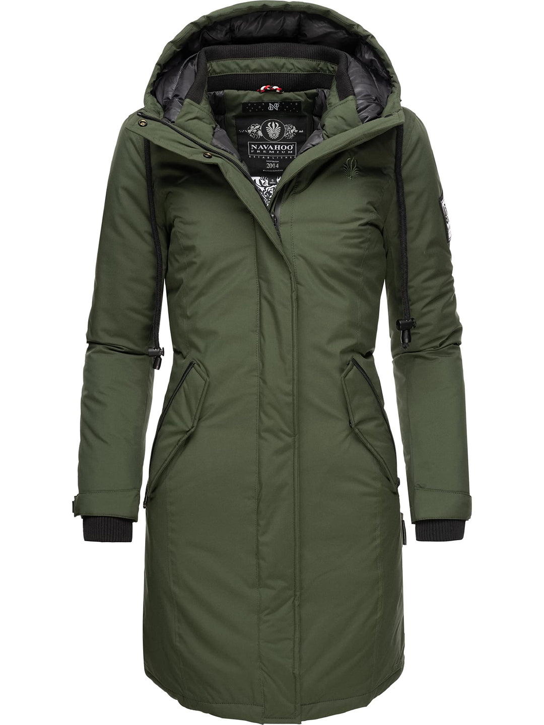 Navahoo Damen Wintermantel Winterparka mit Kapuze Letiziaa XS-3XL XS Grün, XS Grün