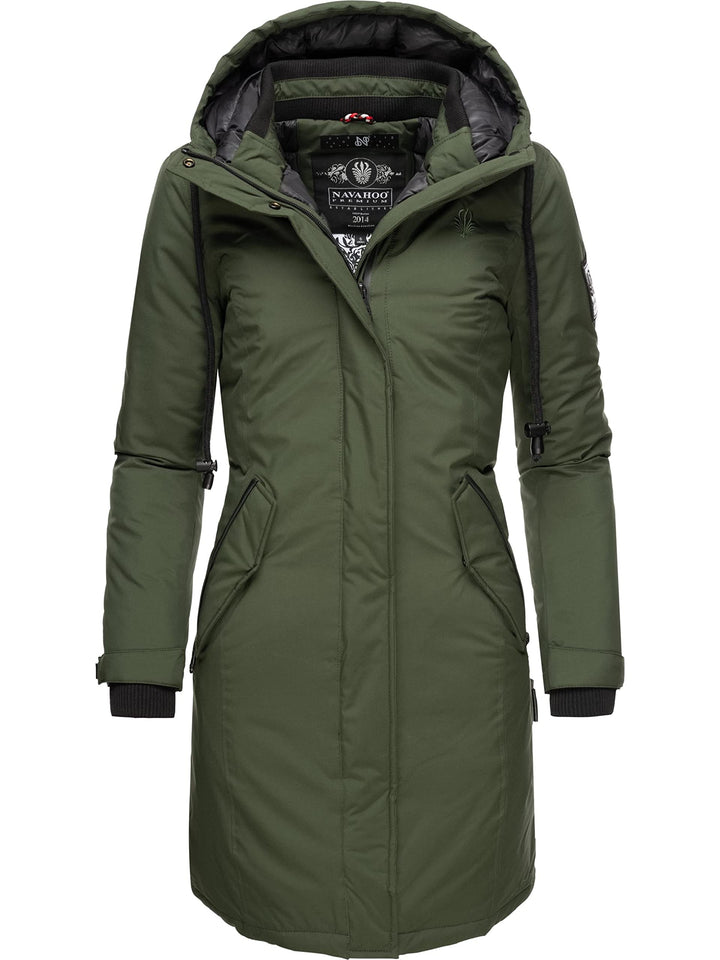 Navahoo Damen Wintermantel Winterparka mit Kapuze Letiziaa XS-3XL XS Grün, XS Grün