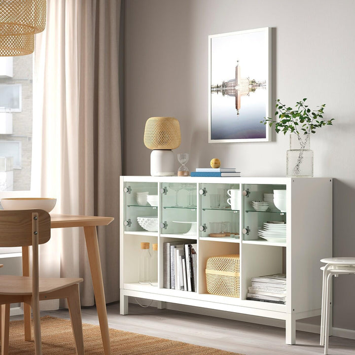IKEA KALLAX Vitrinentüreinsatz weiss; (33x33cm); Kompatibel mit EXPEDIT