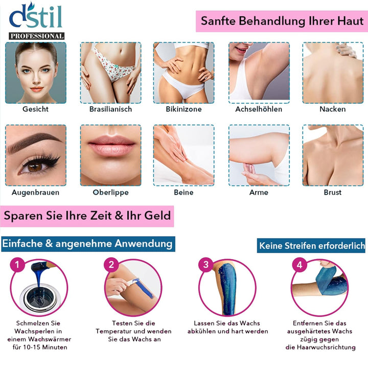 Dstil Professional Wax Wachsperlen Azulen Wachs zur professionellen Haarentfernung für den gesamten