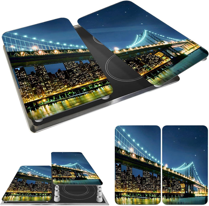 WENKO Herdabdeckplatte Universal Brooklyn Bridge, 2er Set Herdabdeckung für alle Herdarten, Gehärtet