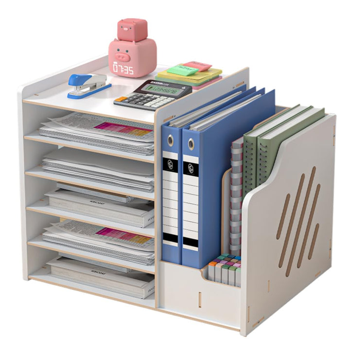 Hggzeg Schreibtisch-Organizer aus Holz,grosse Kapazität,Schreibtisch-Organizer,Aktenregal,A4-Papier-
