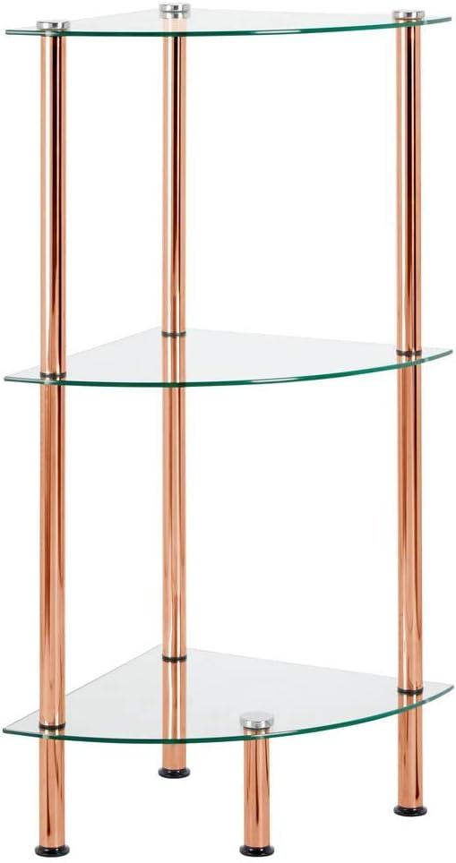 mDesign modernes Glasregal – stilvolles Eckregal aus Glas mit 3 Ebenen – elegantes Ablageregal für B