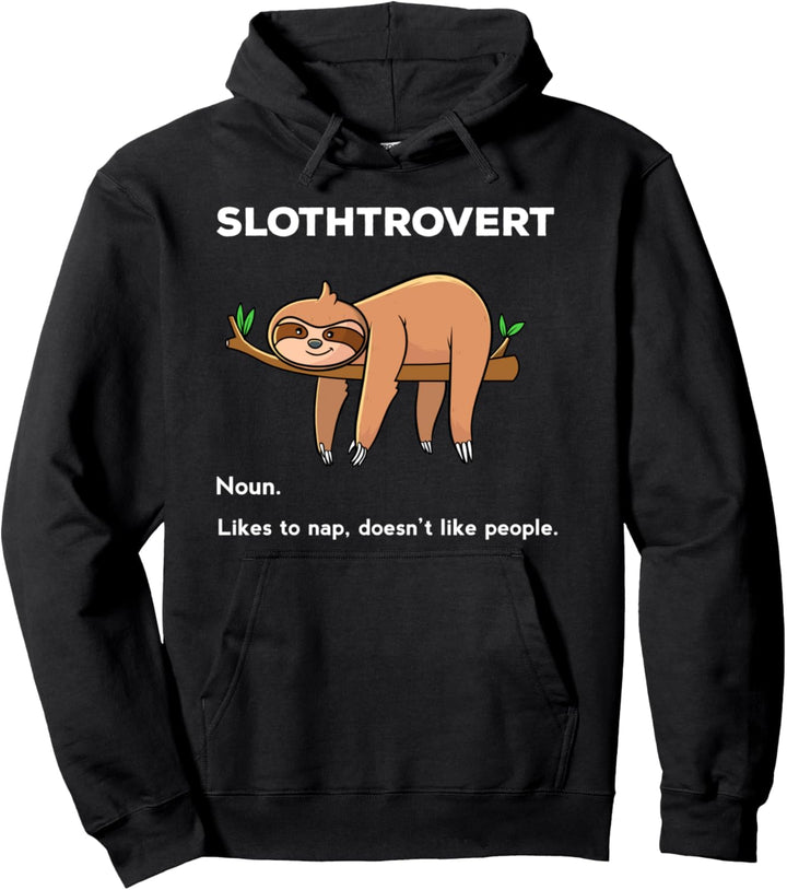 Faultier Introvert, Lustiges Geschenk, Slothtrovert Pullover Hoodie
