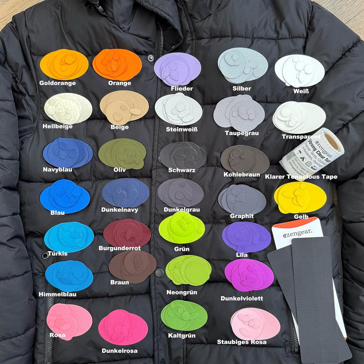 aZengear Reparaturflicken (30+ Farben) für Daunenjacken, Steppjacken, Zelte, Schuhe und Polster, sel