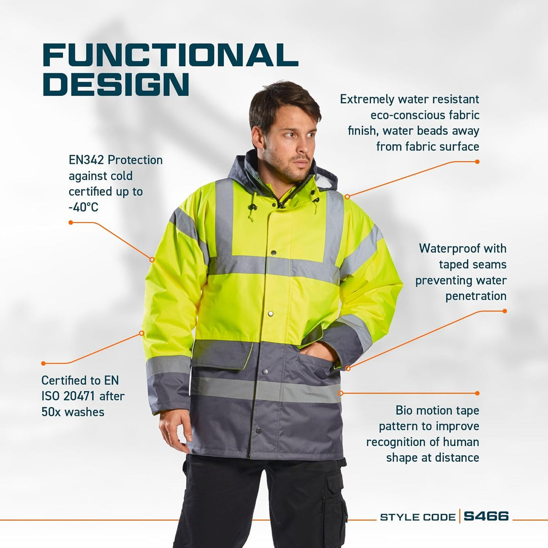 Portwest Warnschutz Kontrast Traffic-Jacke, Grösse: XL, Farbe: Gelb, S466YERXL Gelb XL, Gelb XL