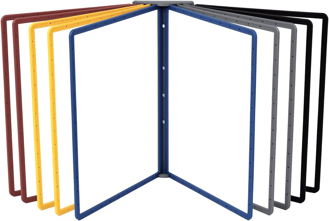 QWORK® Magnetischer Wand Sichttafelsystem mit 10 Sichttafeln A4 in Schwarz für Messehallen, Restaura