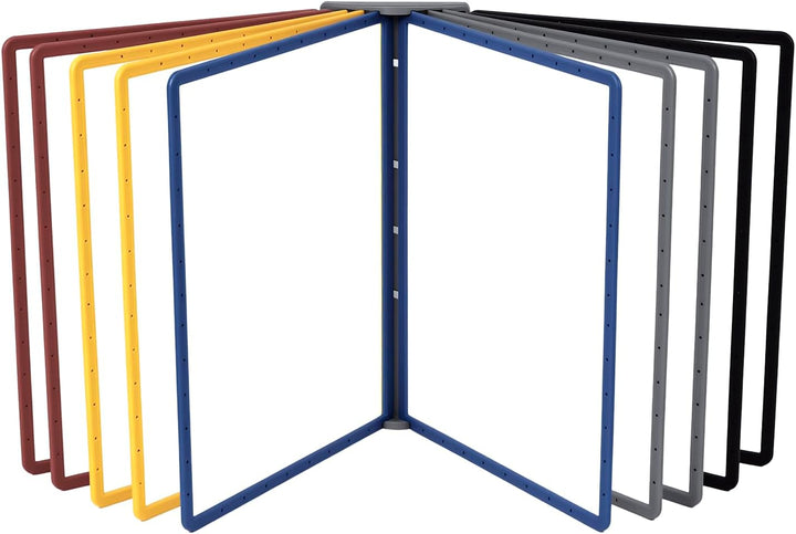 QWORK® Magnetischer Wand Sichttafelsystem mit 10 Sichttafeln A4 in Schwarz für Messehallen, Restaura