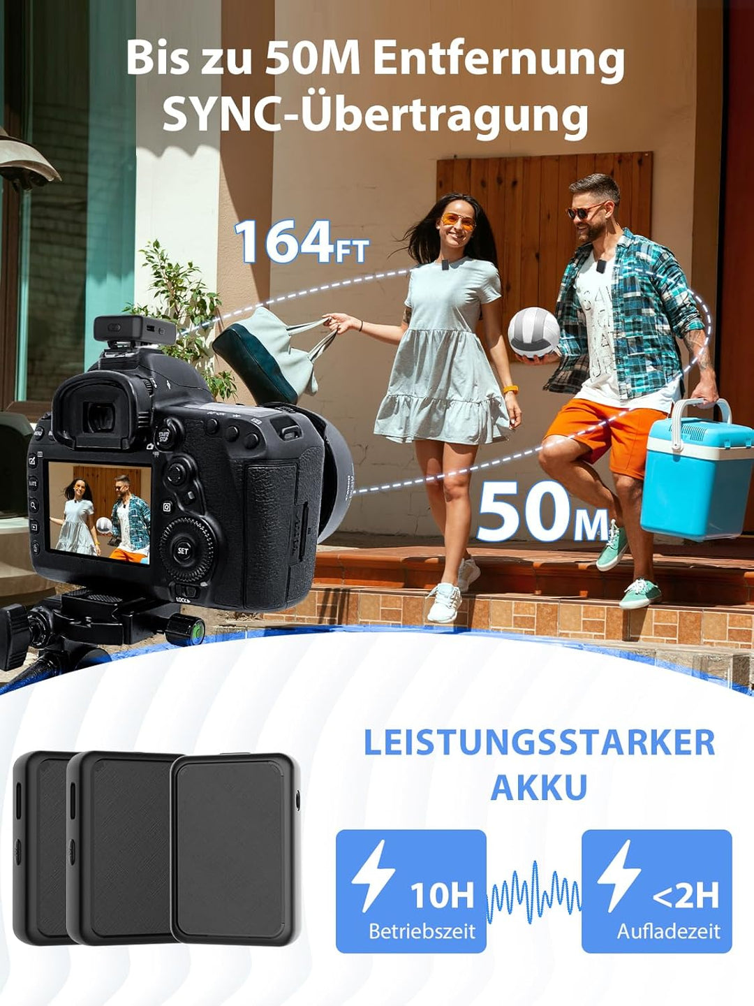 Ansteckmikrofon Kabellos Kamera,Gimpro MB1X(M) 2.4GHz 2TX&1RX Lavalier Funkmikrofon mit 1 Druck Stum