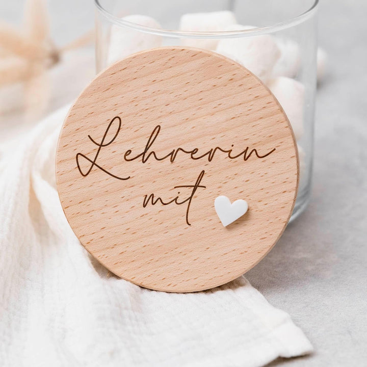 Geschenk Lehrerin: Süssigkeitenglas mit Gravur & 3D-Herz | Vorratsglas mit luftdichtem Deckel | Gesc