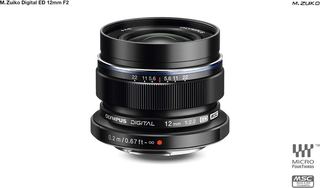 Olympus M.Zuiko Digital ED 12mm F2.0 Objektiv, lichtstarke Festbrennweite, geeignet für alle MFT-Kam