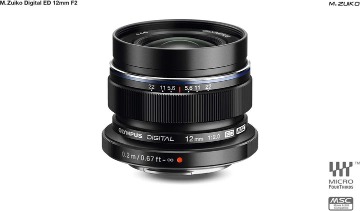 Olympus M.Zuiko Digital ED 12mm F2.0 Objektiv, lichtstarke Festbrennweite, geeignet für alle MFT-Kam