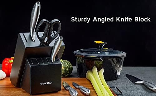 Messerblock ohne Messer, WELLSTAR Naturholz Küchenmesser Block ohne Messer–Hartholz Arbeitsplattenme