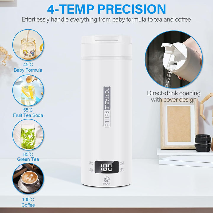 Mkitnvy Elektrischer Reisewasserkocher Klein 500ML, Tragbarer Elektrischer Wasserkochers, 304 Edelst