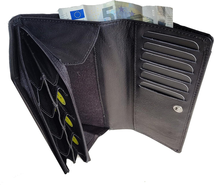 Frédéric Johns – Geldbörse mit Münzfach + Geldscheinfach – 8 Separate Fächer – Geldbörse Euro – Geld