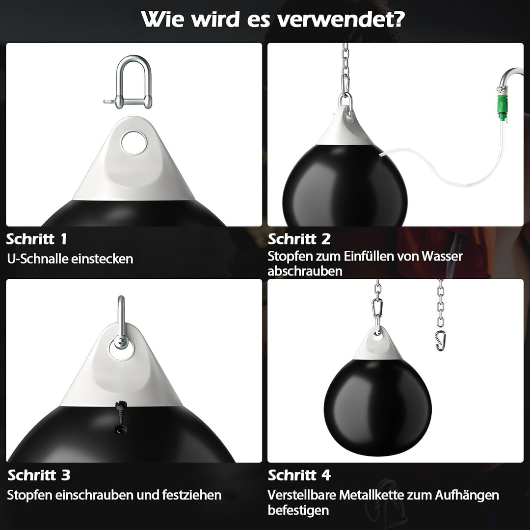 COSTWAY Ø45cm/55cm Wasserboxsack, 50 kg/80kg Boxing Punching Bag mit Verstellbarer Metallkette, Sich