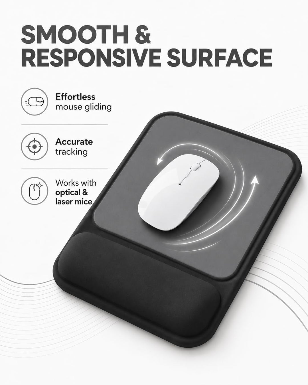 Mauspad mit gelkissen Handgelenkauflage,mousepad ergonomisch Vertieftes Anti-Druck Design, Rutschfes