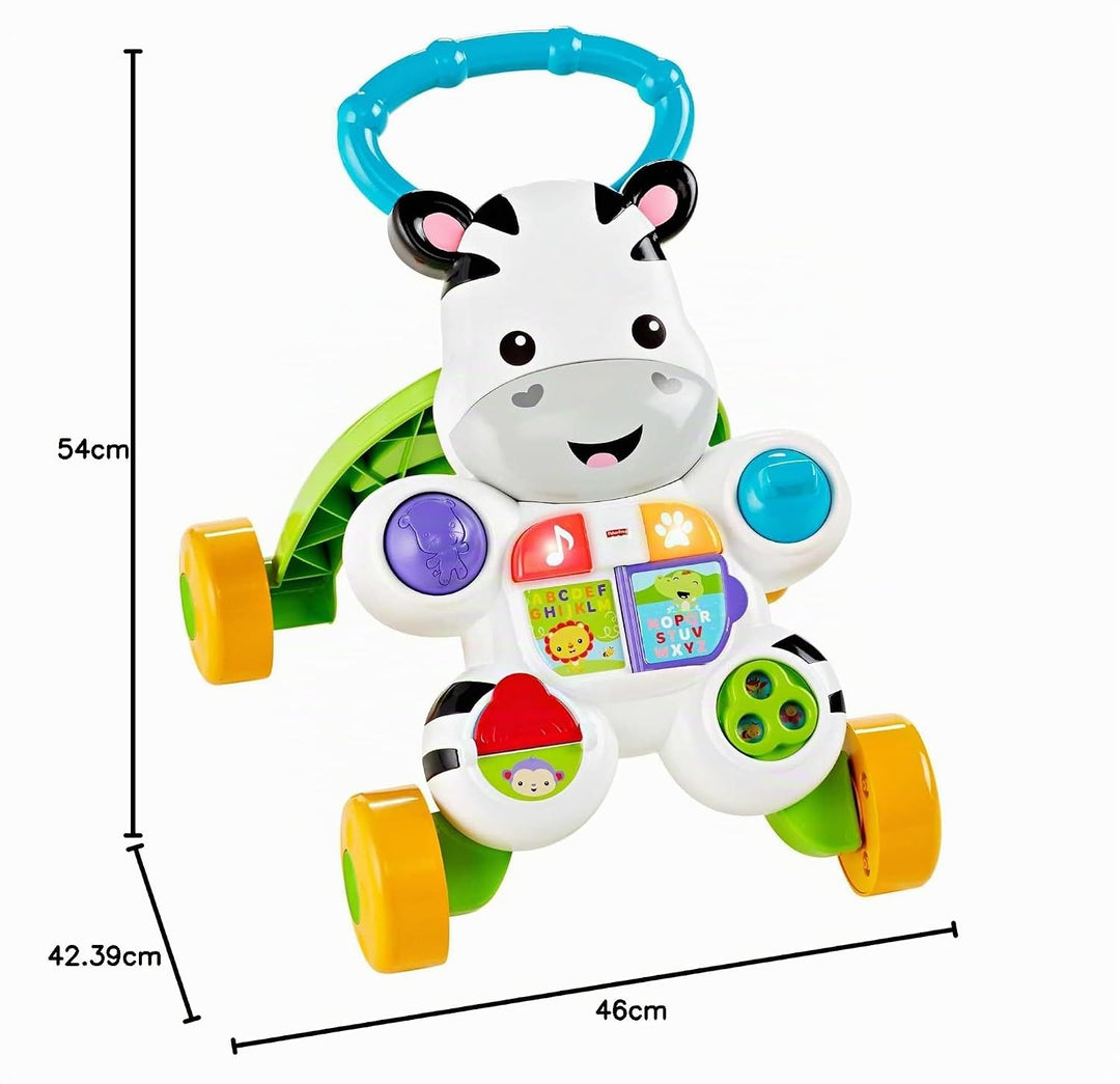 Fisher-Price Lern mit mir - Zebra Lauflernwagen, musikalisches Aktivitäts- und Gehspielzeug mit Lern