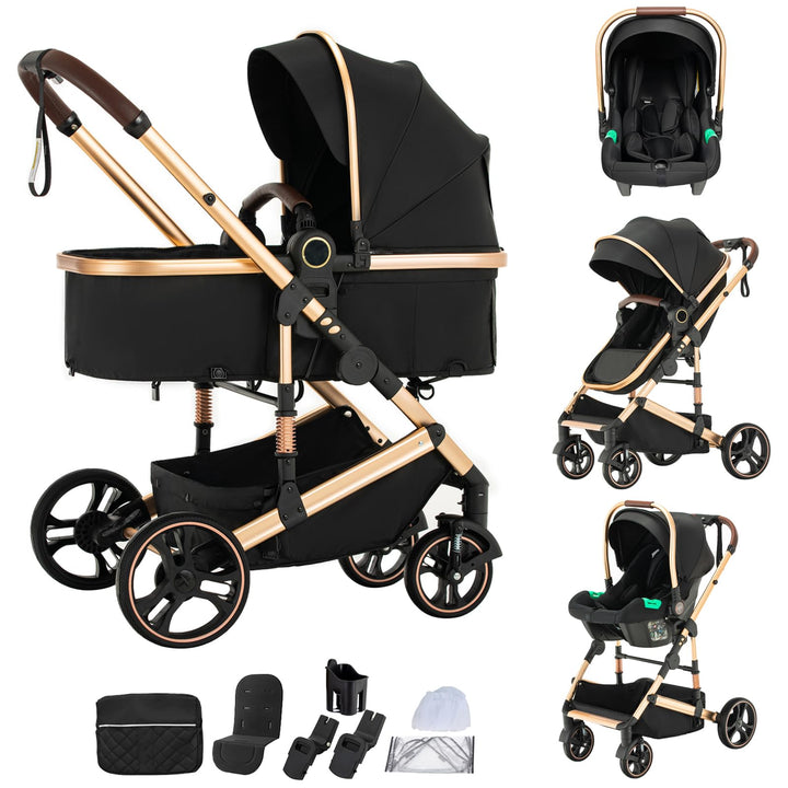 kinderwagen 3 in 1 Kombikinderwagen für Neugeborene robustes leichtes Aluminiumgestell geeignet bis