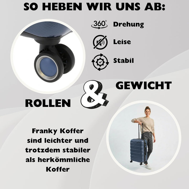 Franky 4-Rad Koffer, Trolley aus ABS Material, funktionaler Hartschalen Koffer, Reisegepäck mit TSA