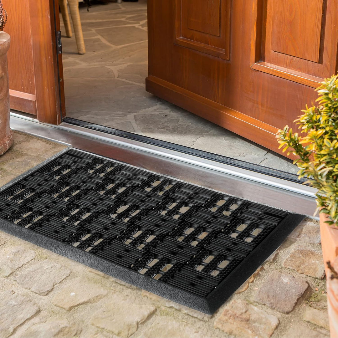 Astra Gummimatte aussenbereich Türvorleger 45x75 cm 2er Set - Dynamic Outdoor Türmatte Gummi Fussmat