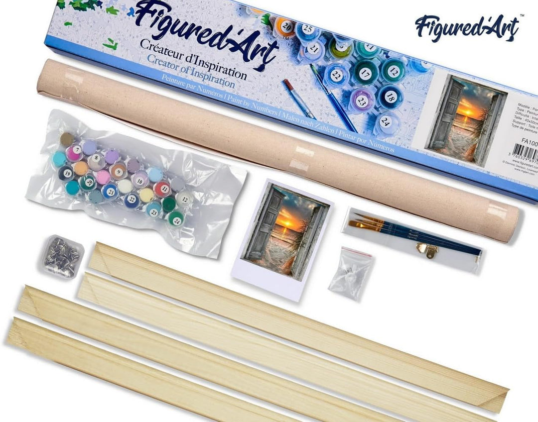 Figured'Art Malen Nach Zahlen Erwachsene Mit Rahmen Tor zum Meer - Paint by Numbers Basteln DIY Bast