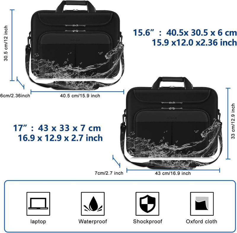 Alfheim Laptop Tasche, 15,6-16 Zoll/17 Zoll Wasserdichte Schützende Messenger Aktentasche Tasche mit