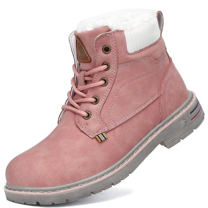 Mishansha Kinder Schnürstiefel Warme Gefüttert Winterschuhe für Jungen Mädchen Gr.24-38 27 EU Rosa,