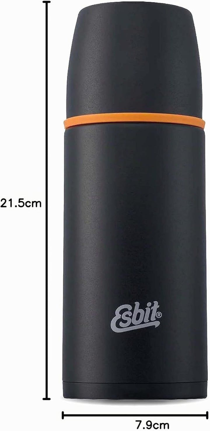 Esbit Edelstahl Isolierflasche Classic 500 ml in Schwarz - für warme und kalte Getränke - Edelstahl