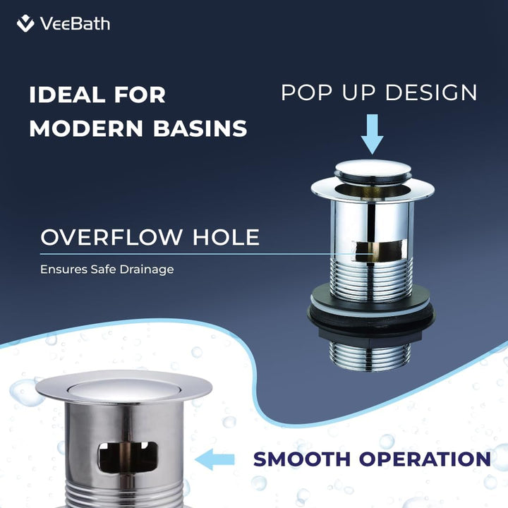 veebath Kinross chrom Wasserfall Mischbatterie, moderne Luxus Badezimmer Hebel Wasserhahn mit Pop Up