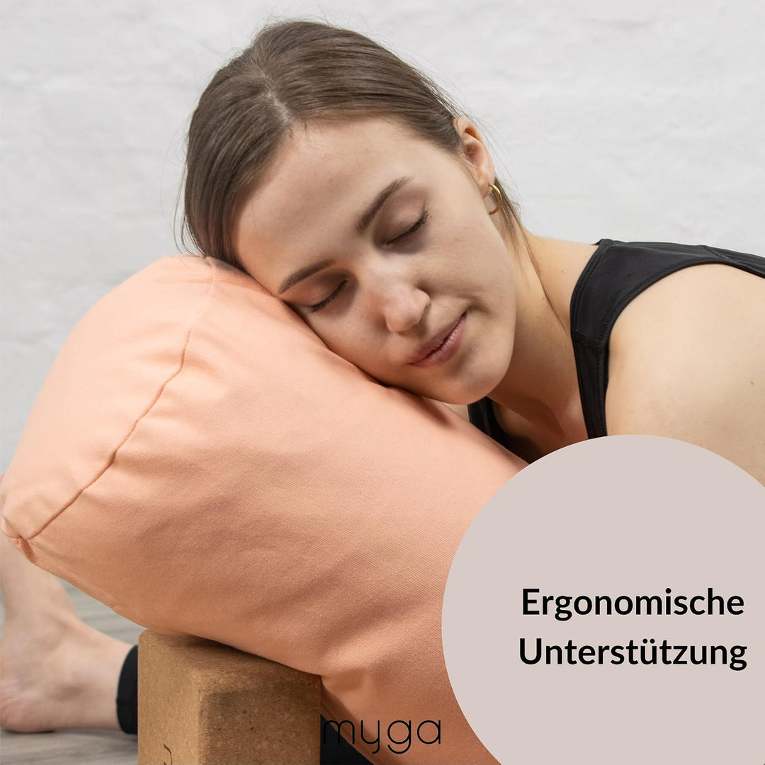 Myga Buchweizen Bolster Kissen | Ergonomisches Yoga- &amp; Meditationskissen | Abnehmbarer Bezug &amp; Natür