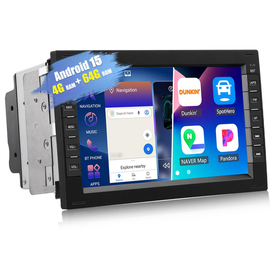 CAMECHO 4G+64G Android 15 Autoradio für VW Golf 4 Polo Sharan Jetta MK4 T5 Transport mit Navi,7 Zoll