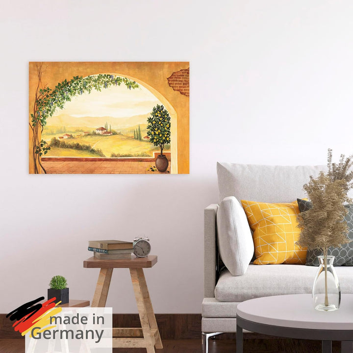 ARTland Poster Kunstdruck Wandposter Bild ohne Rahmen 100x70 cm Fensterblick Fenster Toskana Landsch