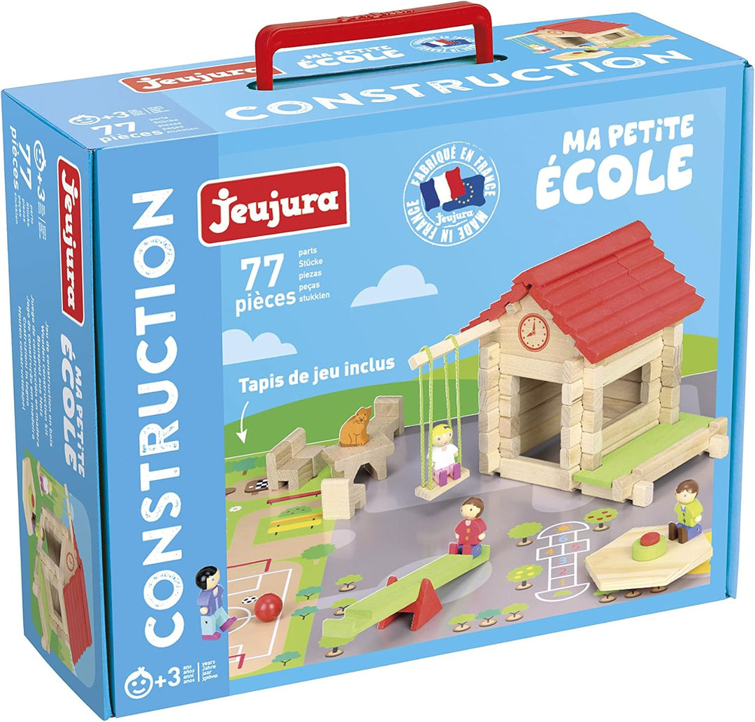 JeuJura Kleine Schule 77, Pieces Spiel Holz, BAU-, 8233, Mehrfarbig