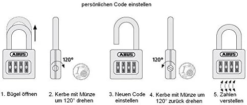 ABUS Zahlenschloss 160/50HB50 - Vorhängeschloss mit hohem Bügel und individuell einstellbarem Zahlen
