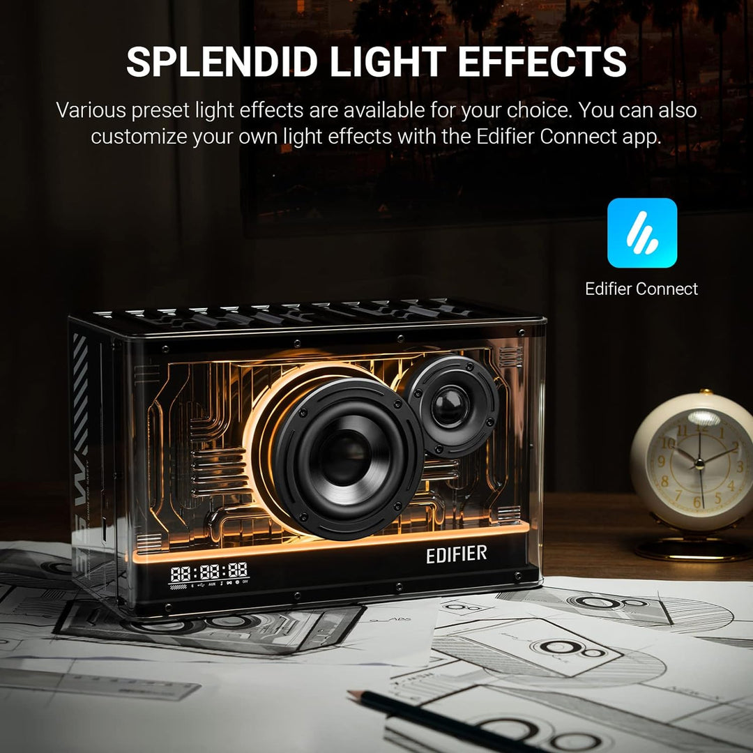 Edifier QD35 kompaktes Bluetooth-Lautsprechersystem mit RGB-Lichteffekten, Bluetooth V5.3 und Zwei u