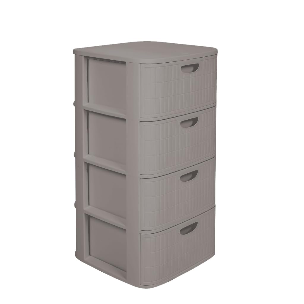 Kreher® XL Rollbarer Schubladenschrank Rollcontainer Nischenschrank aus Kunststoff in Rillen-Optik m