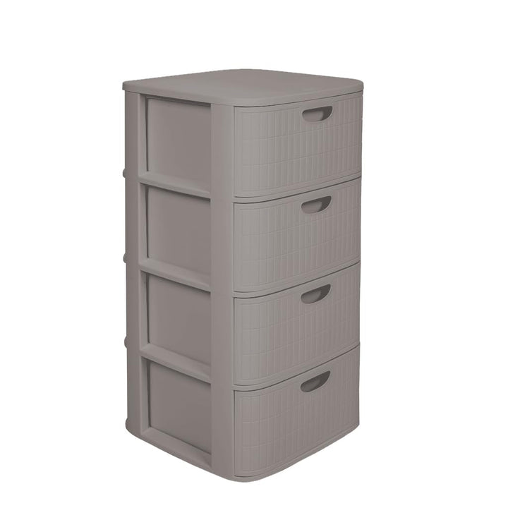 Kreher® XL Rollbarer Schubladenschrank Rollcontainer Nischenschrank aus Kunststoff in Rillen-Optik m
