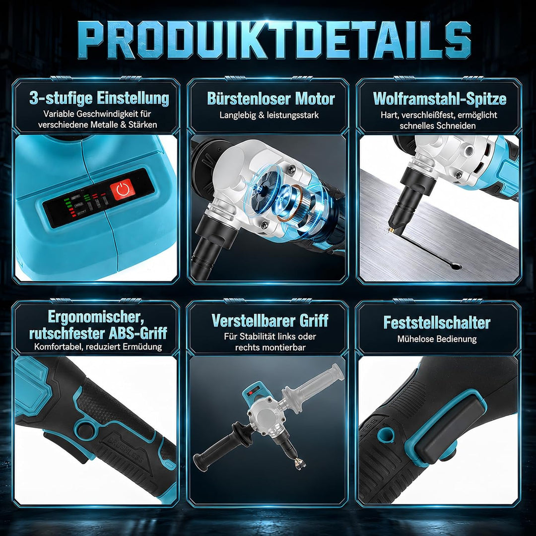 Blechknabber, Akkubetriebener Metallknabber Kompatibel mit Makita 18v Akku