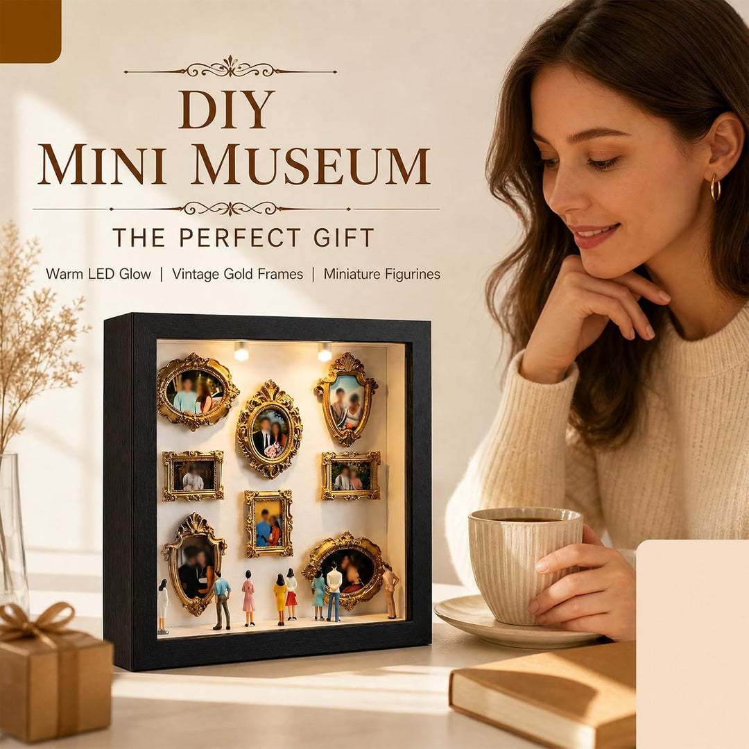 DIY Mini Museum Bilderrahmen, Mini Museum Silhouette Box, Schwarz-A, Schwarz-a
