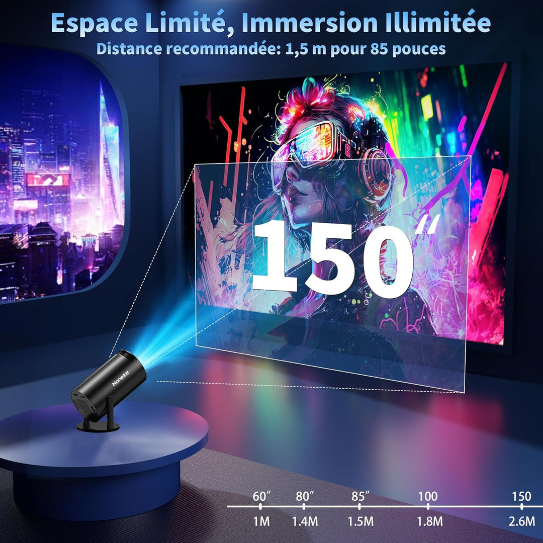 Vidéoprojecteur 1080P FHD Mini Projecteur Video 4K avec WiFi 6 BT5.2 Android TV, Portable Projecteur