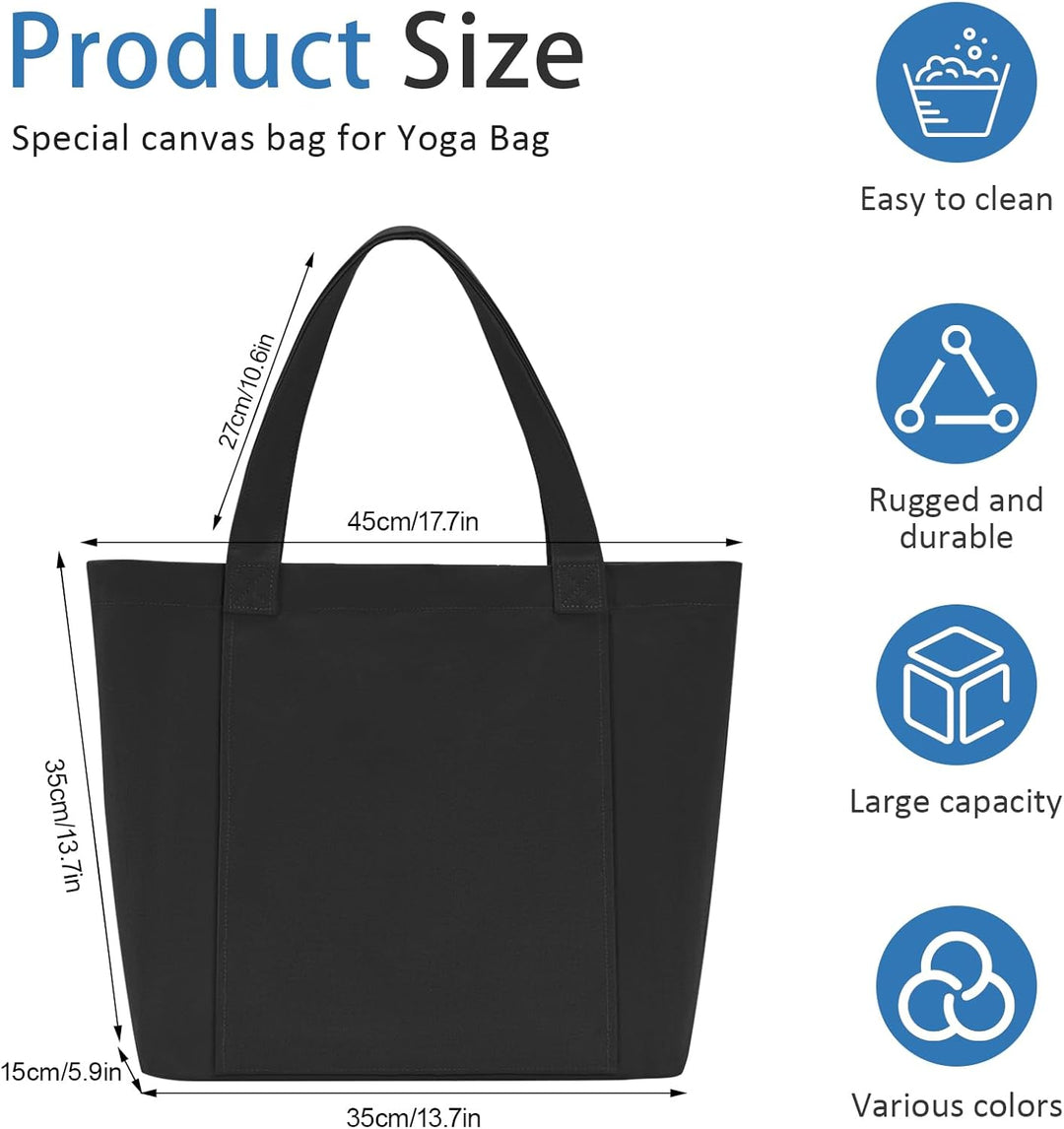 Yogatasche Damen mit Nassfach, Canvas Tasche mit Griffen, Abnehmbare Tasche für Yogamatte, Geeignet