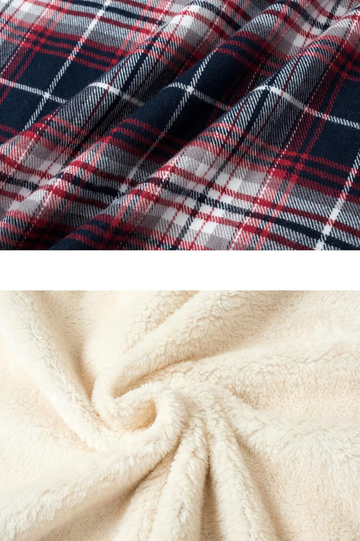 TACVASEN Herren Fleece Thermohemd Warm Flanellhemd Holzfällerhemd Winter Innenfleece Jacke S Rot Wei