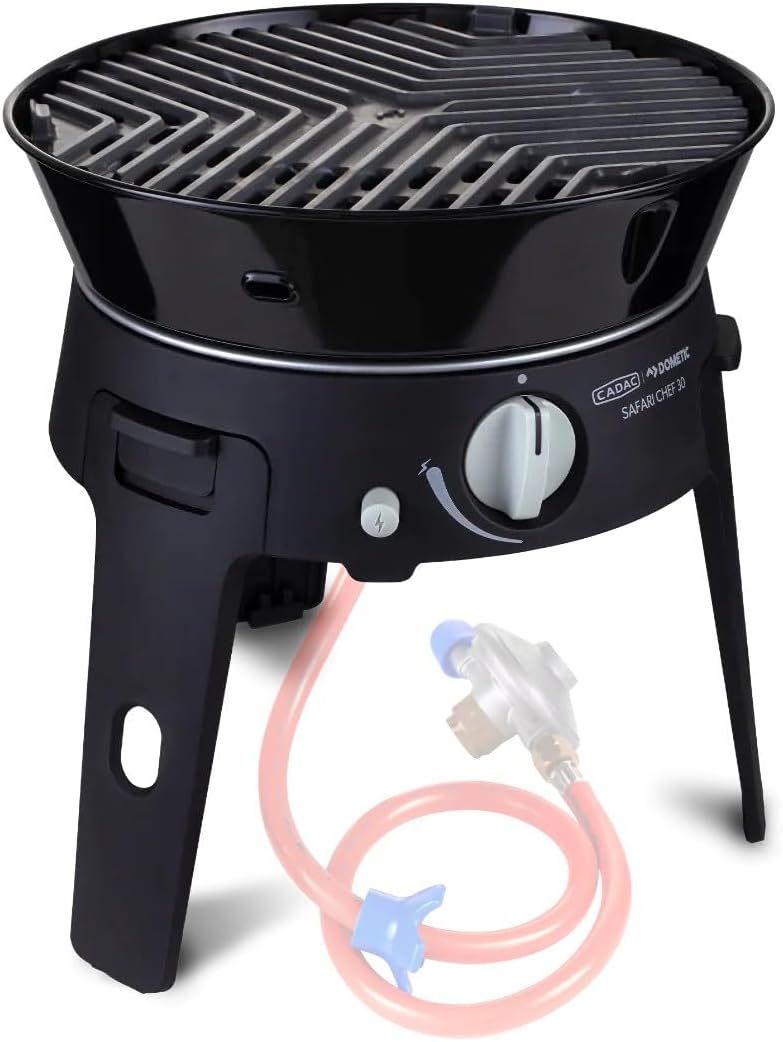 CADAC - Safari Chef 30 LP Deluxe + Pizzastein Pro 30 - Tragbarer Grill mit GreenGrill-Keramikbeschic