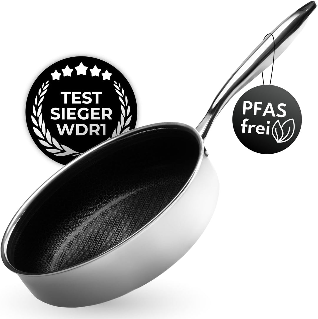Sautepfanne 26 cm - 3,7 L | Tiefe Bratpfanne für alle Herdarten | Kratzfeste Antihaft-Oberfläche | 3