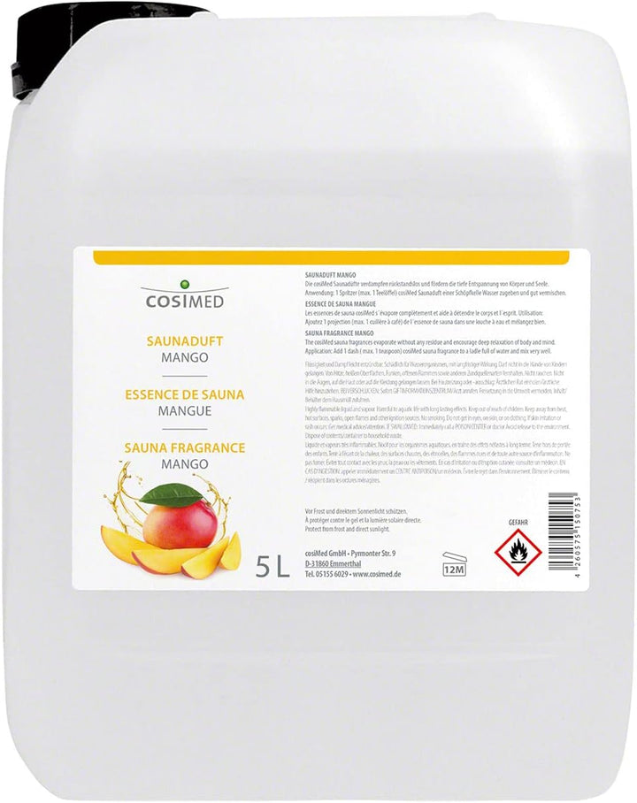 cosiMed Saunaduft Mango, Konzentrat, Saunaaufguss, Saunazubehör 5 l, 5 l